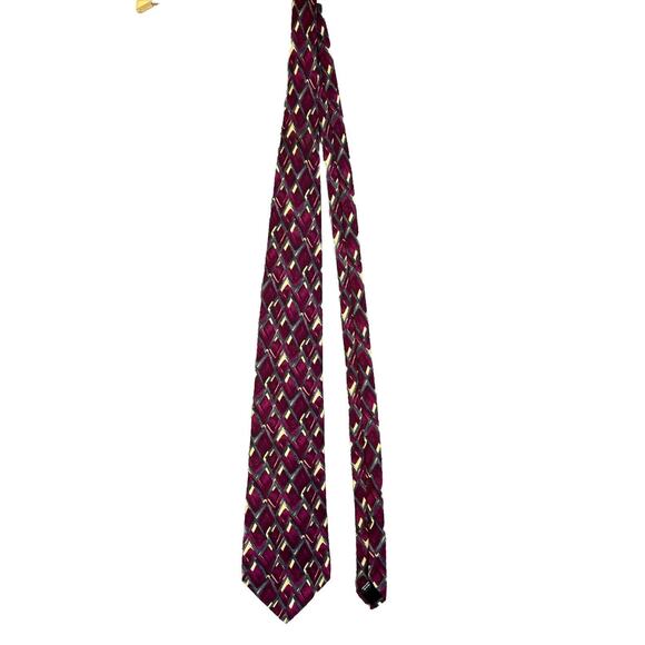 Metropolitan Museum Of Art Tie Silk Maroon Geometric Print 4"x58" - Picture 2 of 4